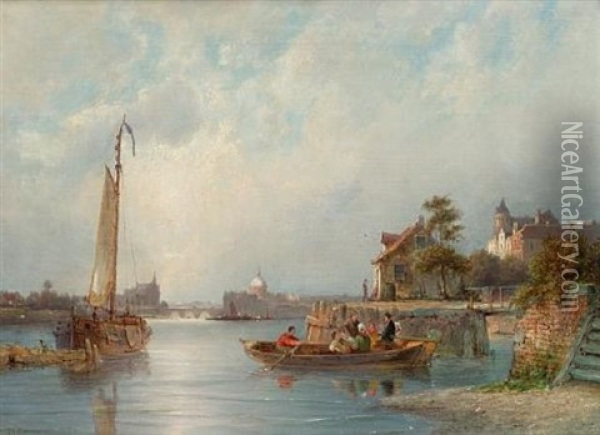 The Zandhoek, Amsterdam Oil Painting - Pieter Cornelis Dommershuijzen