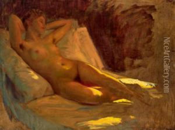 Frauenakt Bei Einfallendem Licht Oil Painting - Albert Ritzberger