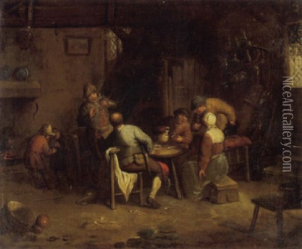 Zechende In Stube Oil Painting - Adriaen Jansz van Ostade