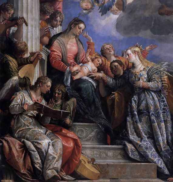 Mystical Marriage of St Catherine (detail-1) c. 1575 Oil Painting - Paolo Veronese (Caliari)