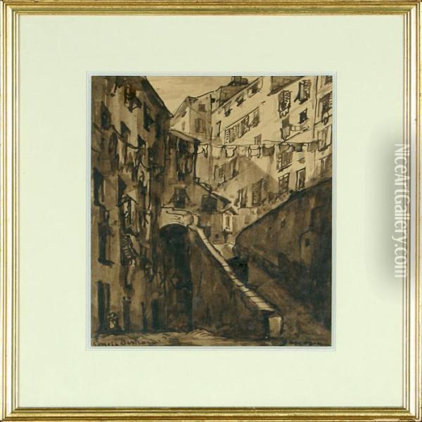 Street Scenery From Genova Oil Painting - Emile Bernard