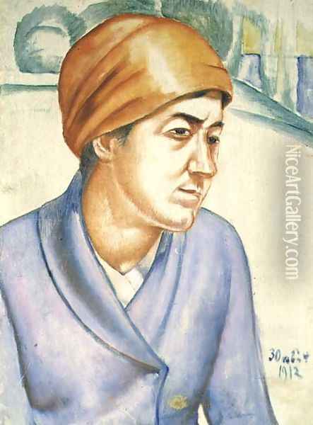 Portrait of a Woman Worker, 1912 Oil Painting - Kuzma Sergeevich Petrov-Vodkin