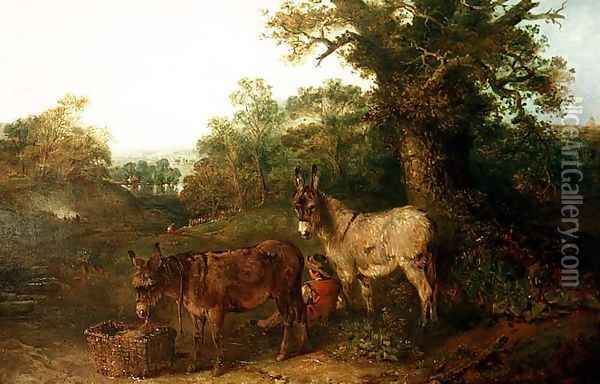 Donkeys in a Glade Oil Painting - Edward Robert Smythe