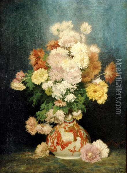 Chrysanthemes Oil Painting - Jacques Janssens