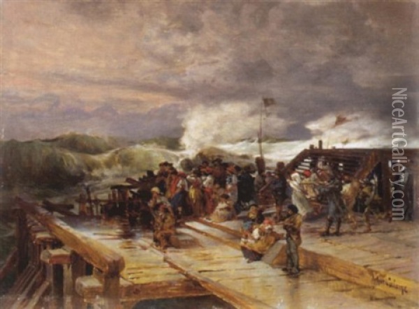 Un Sinistre En Mer Oil Painting - Jean-Baptiste-Arthur Calame