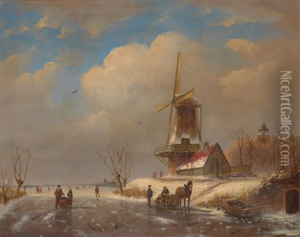 Wintervergnugen Oil Painting - Alexis de Leeuw