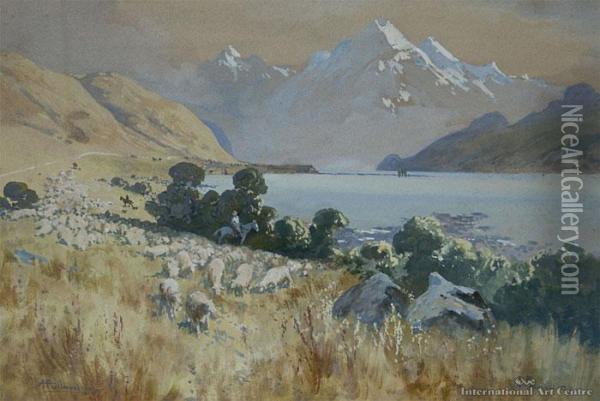 Lake Pukaki Oil Painting - Albert Henry Fullwood