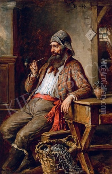 Fisherman Smoking Oil Painting - Hermann Kern