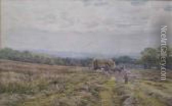 Carting Hayin Sussex Oil Painting - Edmund George Warren