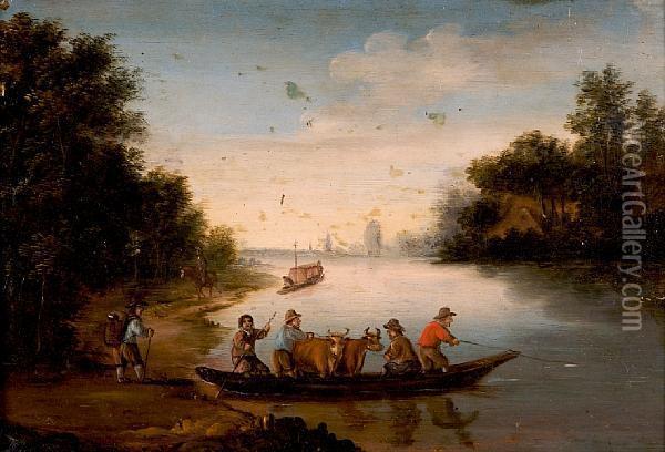 Crossing The River Oil Painting - David The Younger Teniers