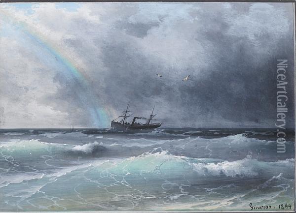 Rainbow Breaking Through The Storm Oil Painting - Migirdic Givanian