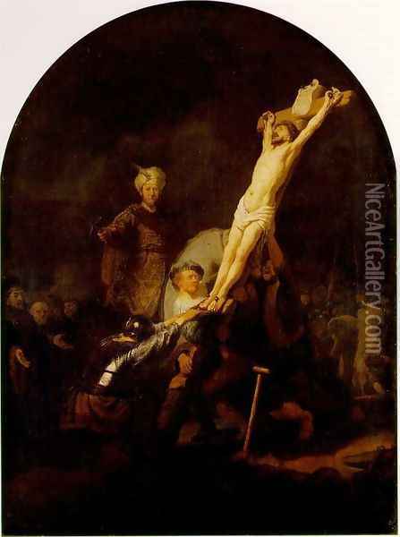The raising of the cross [c. 1633] Oil Painting - Rembrandt Van Rijn
