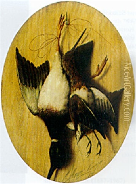 Hanging Gamebirds Oil Painting - Michelangelo Meucci