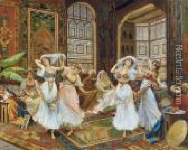 Danza Nell Harem: The Harem Dance Oil Painting - Fabbio Fabbi