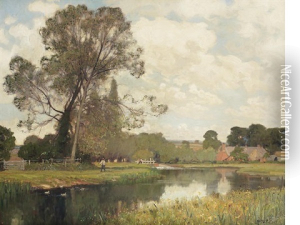 The Lambourne Valley Oil Painting - Sir Alfred East