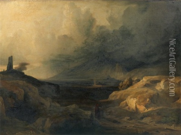 Paysage De Montagnes Et Desert Oil Painting - Felix Marie Ferdinand Storelli