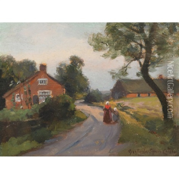Village Road Oil Painting - Gertrude E. Spurr Cutts