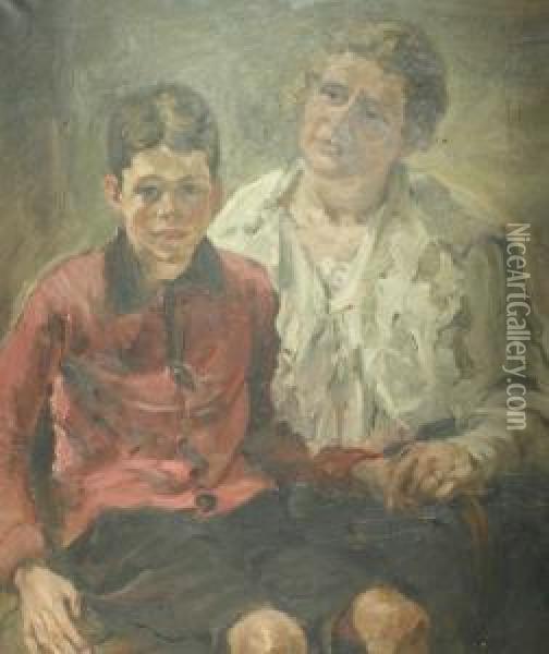 ''portrat Mutter Undsohn'' Oil Painting - Paul Kapell