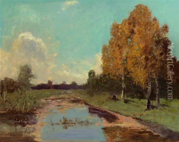 Aulandschaft Im Herbst Oil Painting - Emilie Mediz-Pelikan