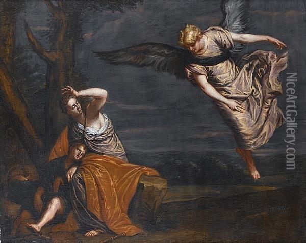 The Angel Appearing To Hagar And Ishmael Oil Painting - Paolo Veronese (Caliari)