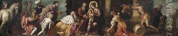 Die Anbetung Der Konige Oil Painting - Jacopo Palma il Giovane