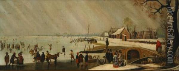 Wintertime Amusements Oil Painting - Johan Friederich Burkman