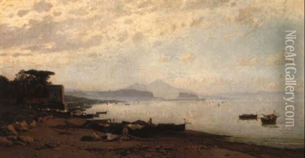 A View Of The Bay Of Naples Oil Painting - Hermann David Salomon Corrodi