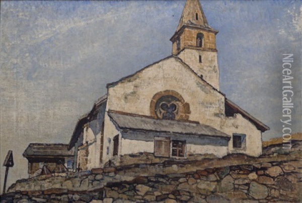 Eglise De Vercorin Oil Painting - Edouard (Eugene Francois) Vallet