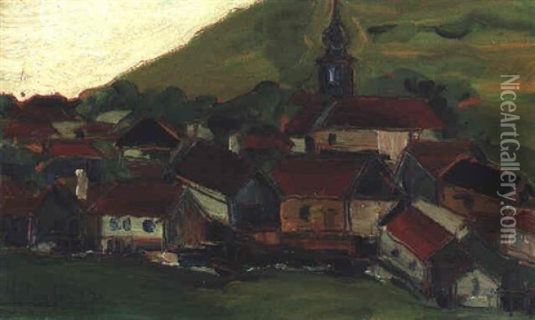 Kahlenbergerdorf (?) Oil Painting - Egon Schiele