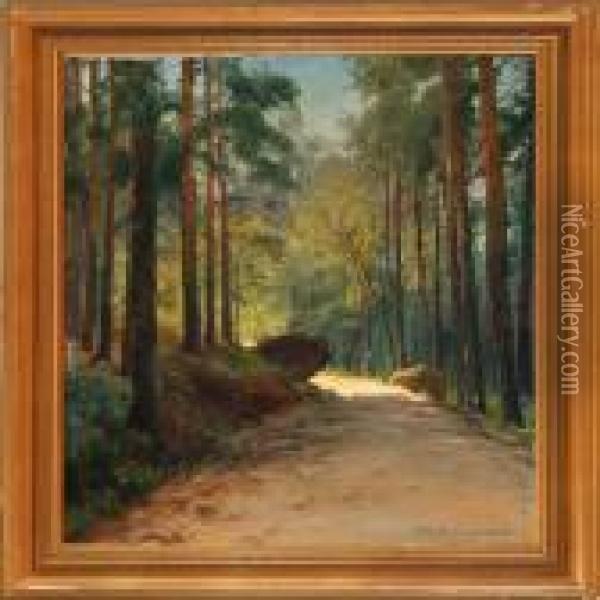 Forest Scene Oil Painting - Peder Knudsen