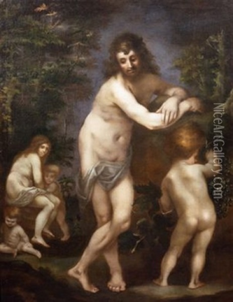 Adams Familie (+ Adam Und Eva Im Paradies; 2 Works Oil Painting - Francesco (Cecco Bravo) Montelatici