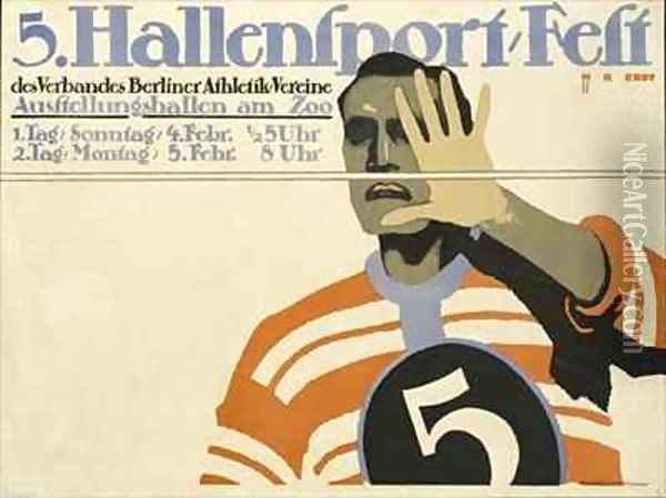 German advertisement for a sport event in Berlin Oil Painting - Hans Rudi Erdt