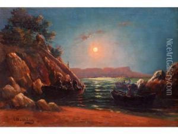 Crepuscule Sur Le Littoral Provencal Oil Painting - Louis Nattero