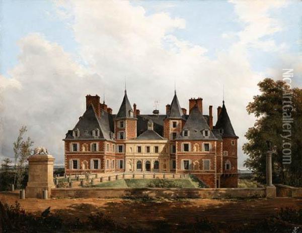 A Chteau In A Landscape Oil Painting - Nicolas Alexandre Barbier