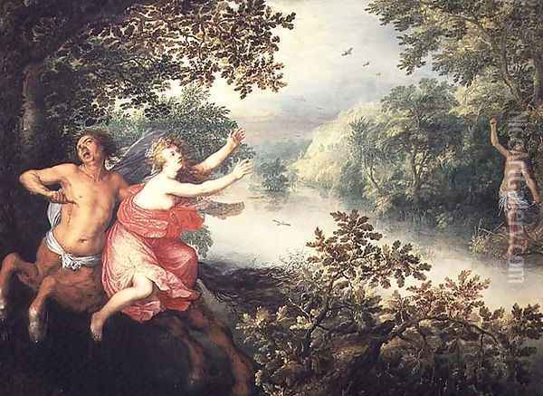 Hercules, Deianeira and the centaur Nessus, 1612 Oil Painting - David Vinckboons