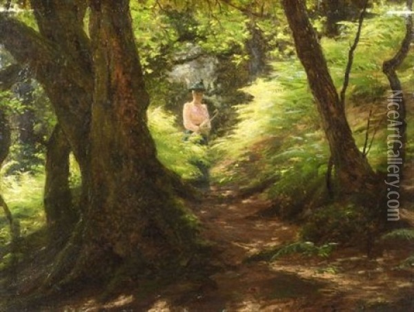 Figure On A Woodland Path Oil Painting - Joseph Farquharson