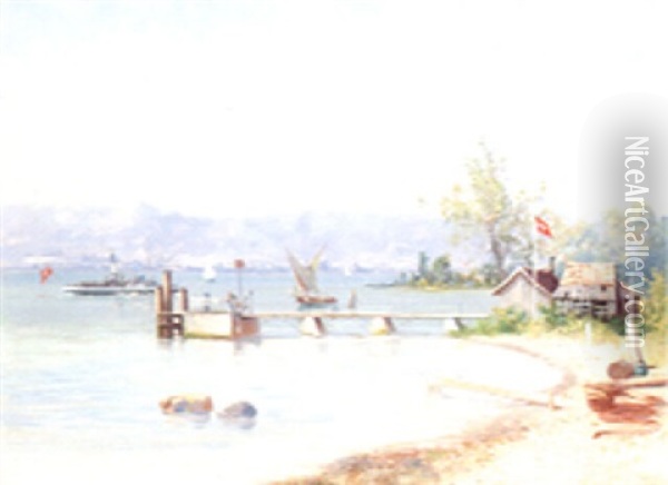 Le Lac Leman Oil Painting - Antonio Maria de Reyna Manescau