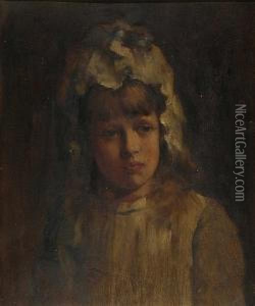 Study Of A Little Girl In A Bonnet Oil Painting - Phillip Richard Morris