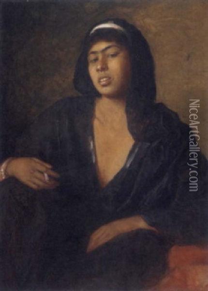 A Young Nubian Girl Oil Painting - Carl Leopold Mueller