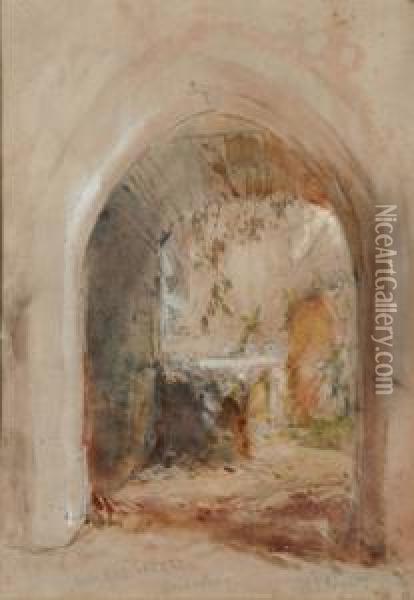 Archway At Mulrus Abbey Oil Painting - John Skinner Prout
