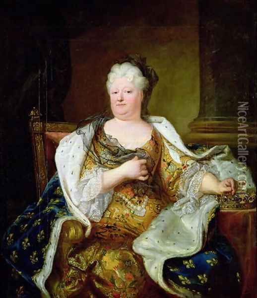 Portrait of Elizabeth Charlotte of Bavaria, Duchess of Orleans Oil Painting - Hyacinthe Rigaud