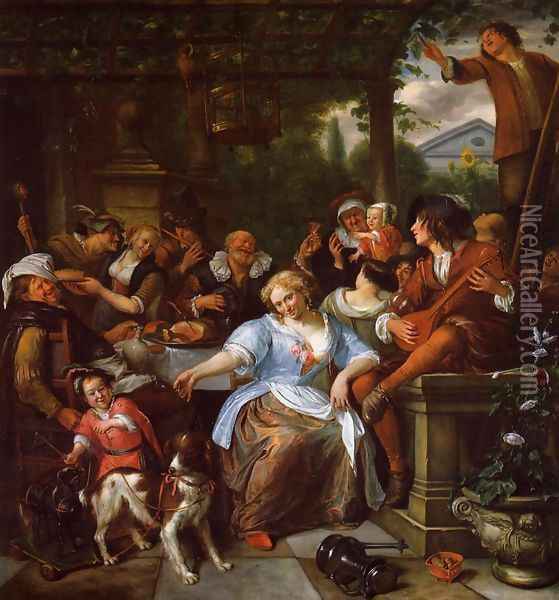 Merry Company on a Terrace Oil Painting - Jan Steen