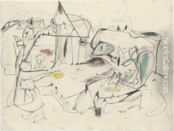 Study For Agony Oil Painting - Arshile Gorky