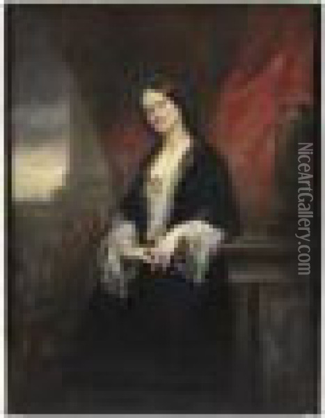 Portrait De Femme Oil Painting - Charles-Louis Mutler
