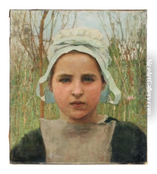 Marie, A Peasant Girl Of Quimperle Oil Painting - Sir George Clausen