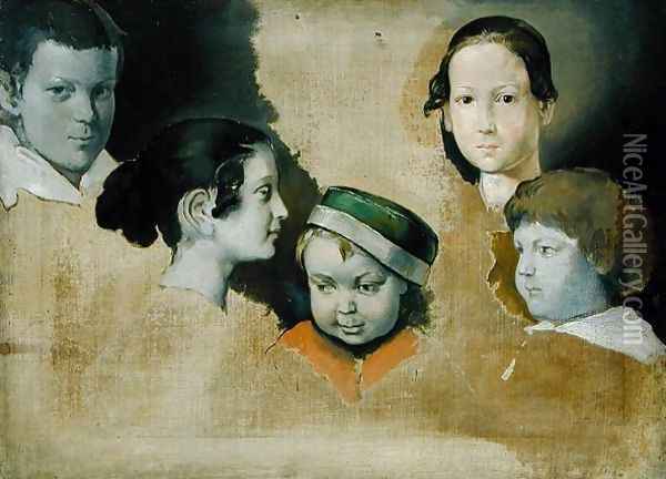 The five eldest children of the painter Julius Schnorr von Carolsfield 1794-1872, c.1839-40 Oil Painting - Heinrich Wilhelm Truebner