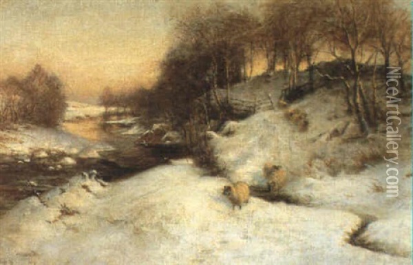 A Burn In Winter Oil Painting - Joseph Farquharson