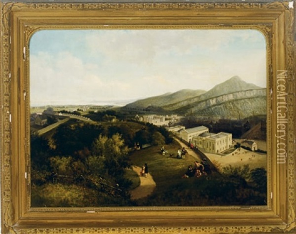 Holyrood And Arthur's Seat From Calton Hill, Edinburgh Oil Painting - Robert Havell Jr.