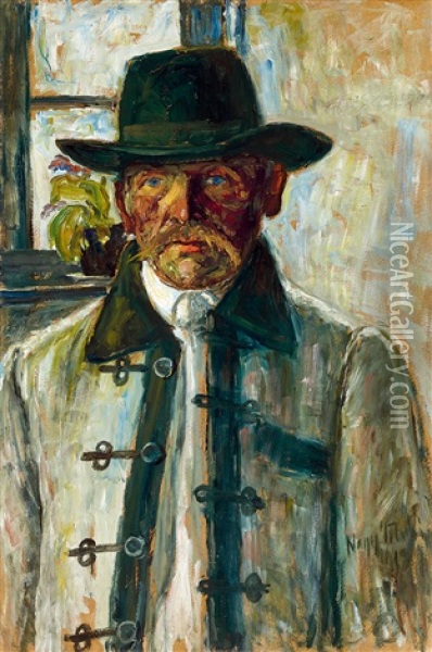 Transsylvanian Man In Room Oil Painting - Istvan Nagy