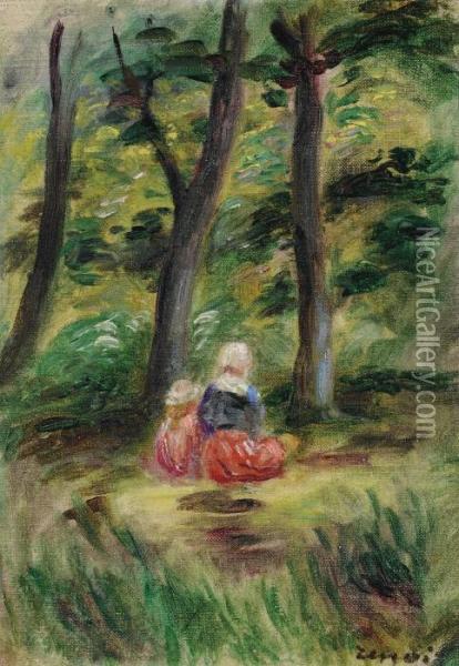 Femme Et Enfant Dans Un Paysage Oil Painting - Pierre Auguste Renoir